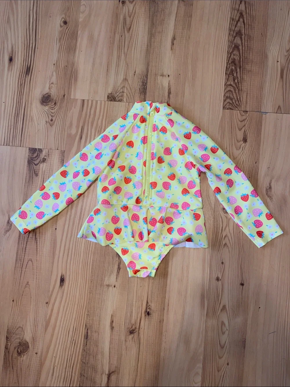 Penelope Mack Yellow Strawberry-Print Long-Sleeve One-Piece Swimsuit
